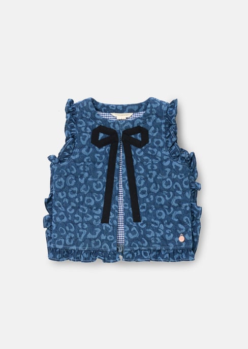 Petra Leopard Denim Gilet - Image 1