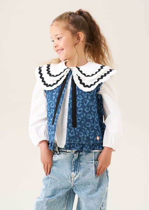 Petra Leopard Denim Gilet - Image 2