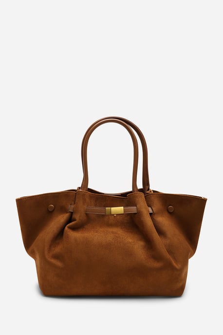 Where's That From Womens 'Dove' Suede Handheld Tote Bag - Image 2
