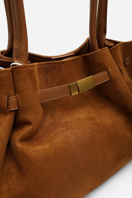 Where's That From Womens 'Dove' Suede Handheld Tote Bag - Image 4