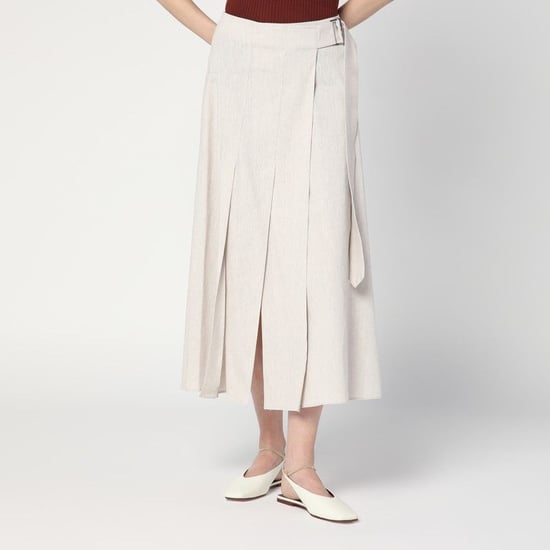 Traxs Grey Melange Skirt In Linen Blend - Image 1