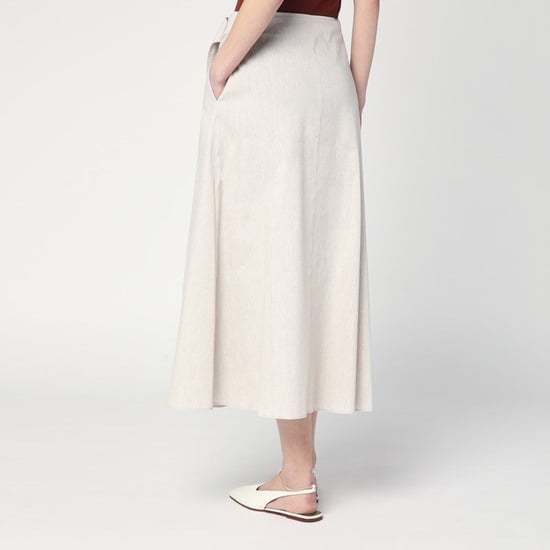 Traxs Grey Melange Skirt In Linen Blend - Image 2