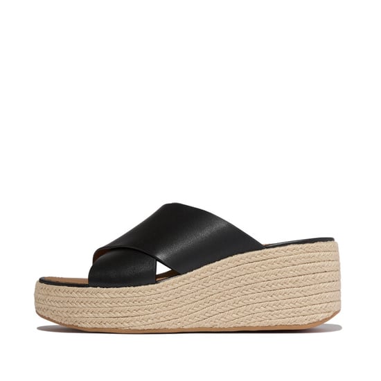 FitFlop Platfforms espadrille leather wedge cross slides - Image 2
