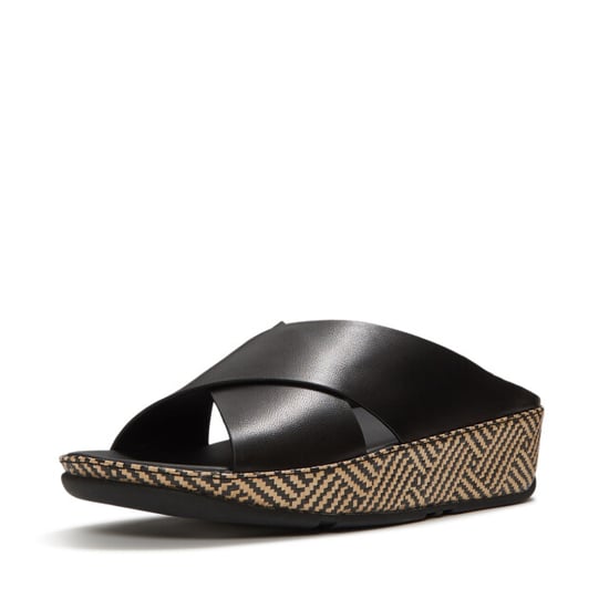 FitFlop Lulu lux graphic-weave leather cross slides - Image 1