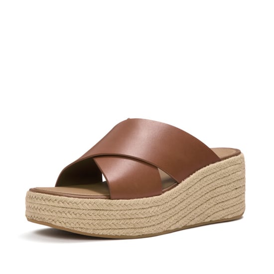 FitFlop Platfforms espadrille leather wedge cross slides - Image 4