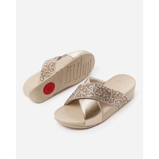 FitFlop Lulu crystal-mix metallic cross slides - Image 2