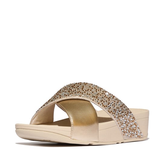 FitFlop Lulu crystal-mix metallic cross slides - Image 1