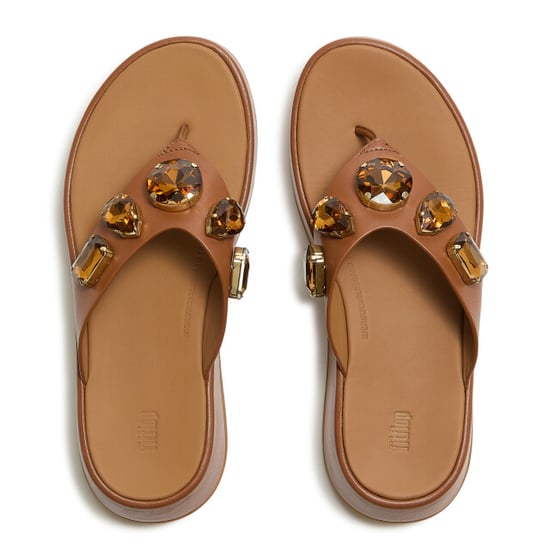 FitFlop F-mode ultra-jewel leather toe-post sandals - Image 4