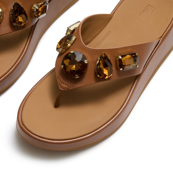 FitFlop F-mode ultra-jewel leather toe-post sandals - Image 6