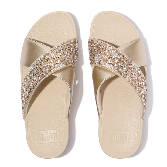 FitFlop Lulu crystal-mix metallic cross slides - Image 4