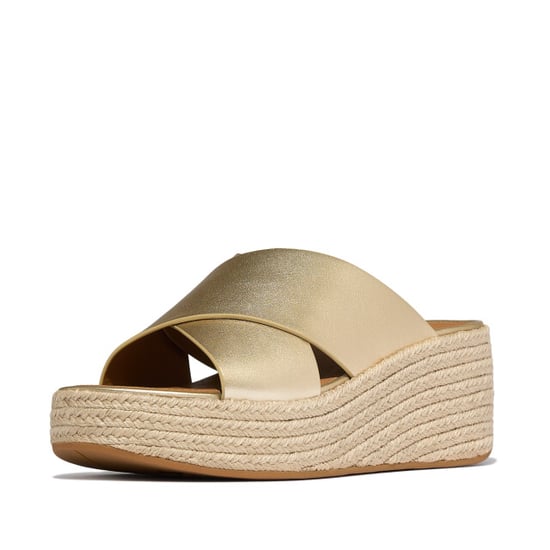 FitFlop Platfforms espadrille leather wedge cross slides - Image 1