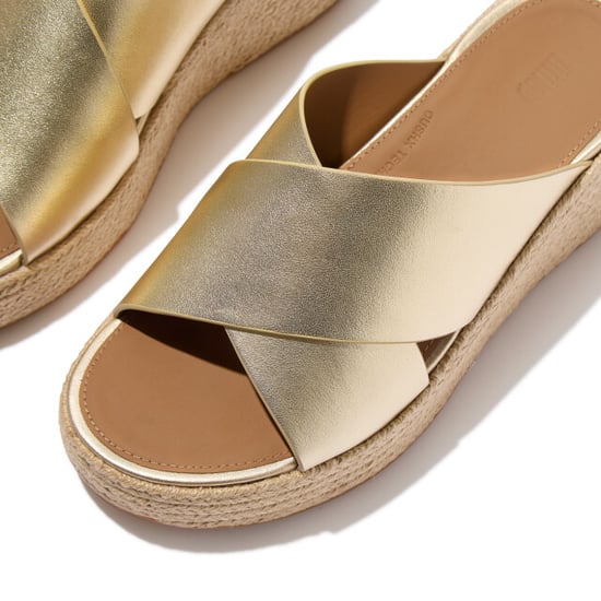 FitFlop Platfforms espadrille leather wedge cross slides - Image 4