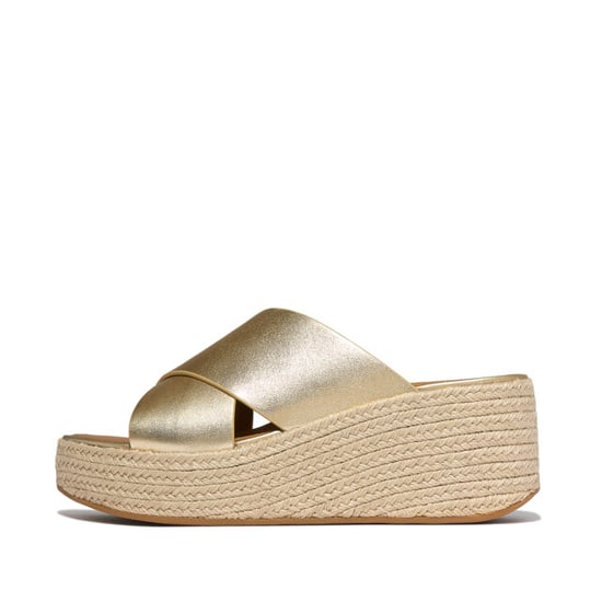FitFlop Platfforms espadrille leather wedge cross slides - Image 6
