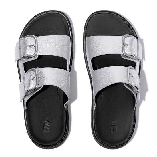 FitFlop Gen-ff buckle tumbled-leather two-bar slides - Image 3