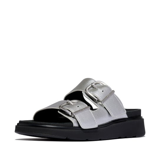 FitFlop Gen-ff buckle tumbled-leather two-bar slides - Image 4