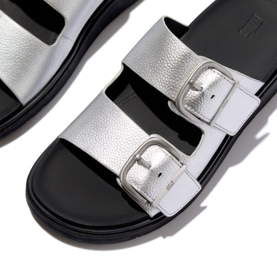 FitFlop Gen-ff buckle tumbled-leather two-bar slides - Image 6