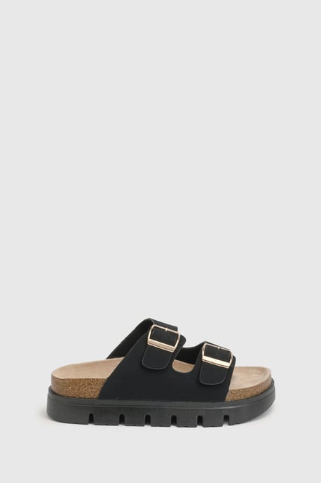 Mae Platform Faux Suede Buckle Footbed Slider - Image 2
