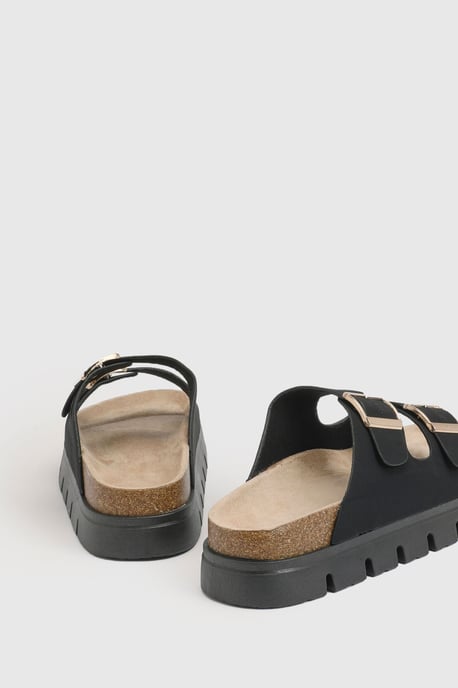 Mae Platform Faux Suede Buckle Footbed Slider - Image 3