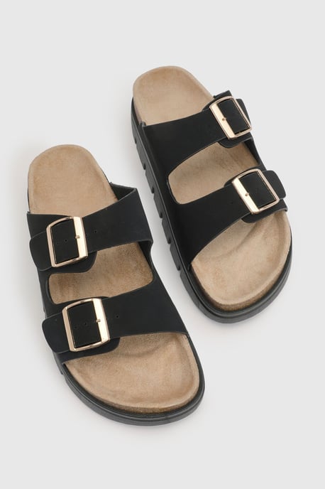 Mae Platform Faux Suede Buckle Footbed Slider - Image 4