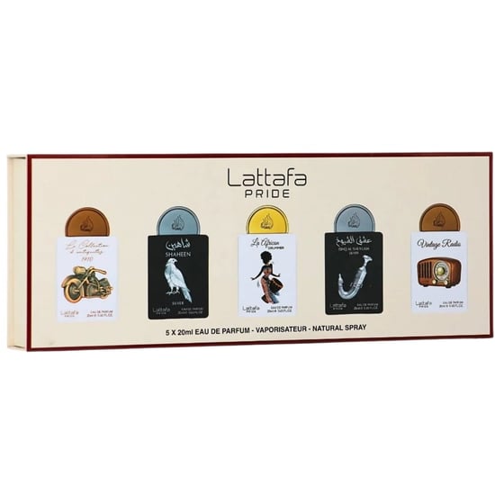 Lattafa Giftset Collection 5 x 20ml (Shaheen Silver, La Collection D'Antiquites 1910, Vintage Radio, Ishq Al Shuyukh Silver, La African Drummer) - Image 1