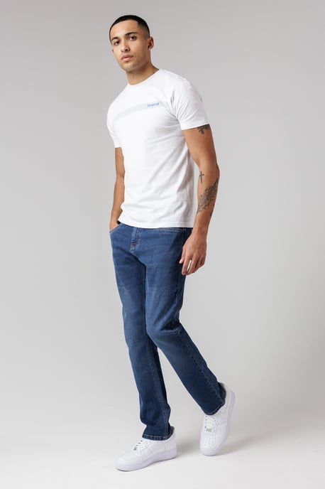 Mid Navy Straight Leg Cotton Rich Jeans - Image 4