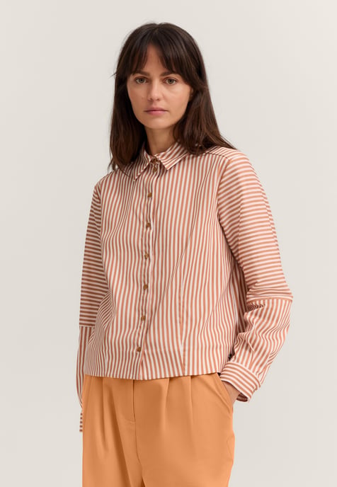 Bugatti Damen Gestreepte blouse van katoenmix - Image 1