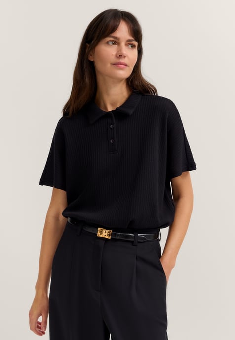 Bugatti Damen T-shirt van gestructureerd katoenmengsel - Image 1