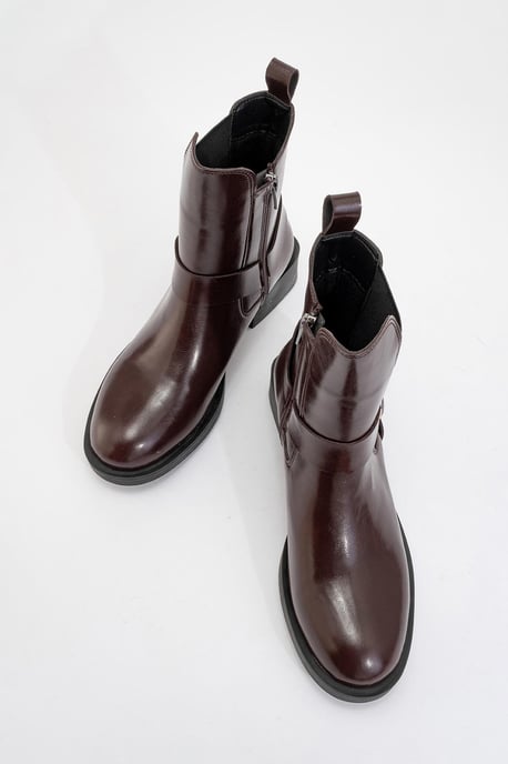 Stone Buckled Zip Ankle Boot - Image 2