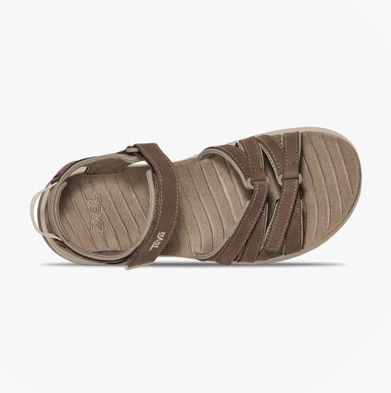 Teva Tirra Sport Leather Womens Cross Strap Sandals Caribou - Image 5