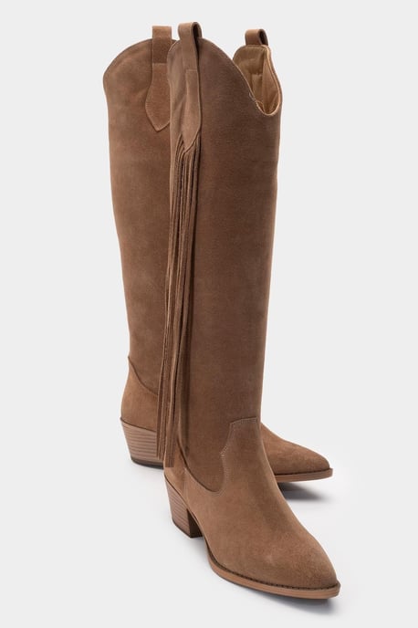 Rios Leather Fringe Knee High Boot - Image 1