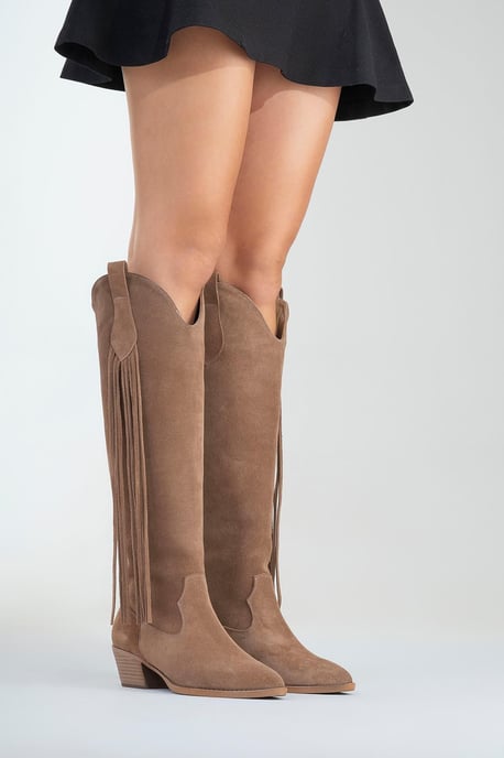 Rios Leather Fringe Knee High Boot - Image 3