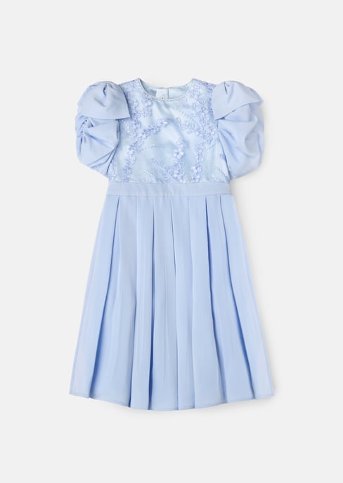 Coralie Blue Embroidered Bodice Dress - Image 1