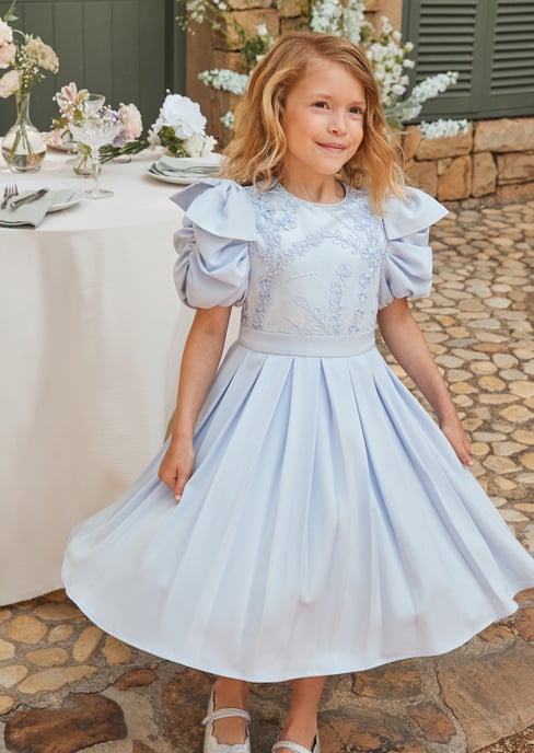 Coralie Blue Embroidered Bodice Dress - Image 2