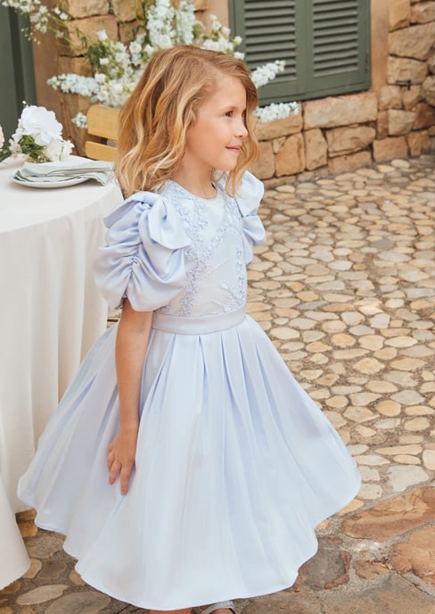 Coralie Blue Embroidered Bodice Dress - Image 3