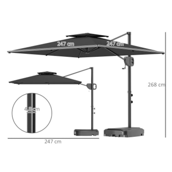 4goodz Zweefparasol vierkant 247 cm met parasolvoet kantelbaar en draaibaar - - Image 3