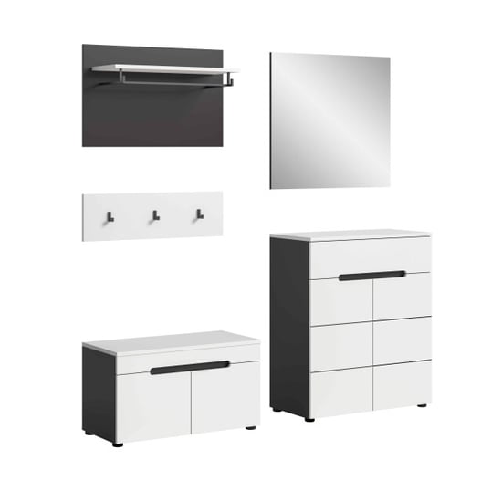 Furnilux Moderne garderobecombinatie met spiegel en zitbank witte ingangshal oplossing - Image 1