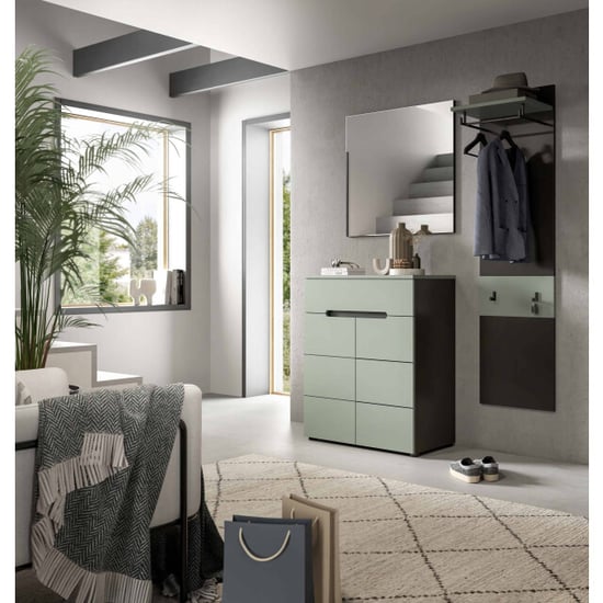 Furnilux Garderobecombinatie in smoke green stijlvolle entree met spiegel en ladekast - Image 2