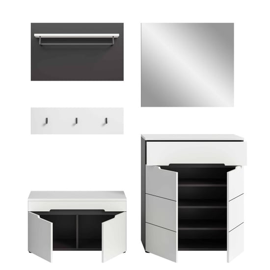 Furnilux Moderne garderobecombinatie met spiegel en zitbank witte ingangshal oplossing - Image 5