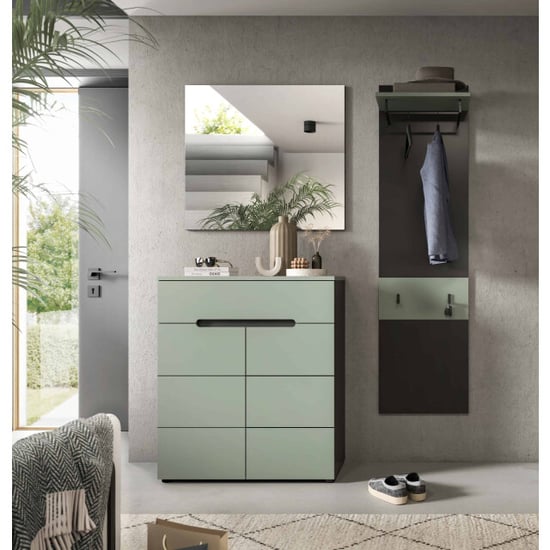 Furnilux Garderobecombinatie in smoke green stijlvolle entree met spiegel en ladekast - Image 4