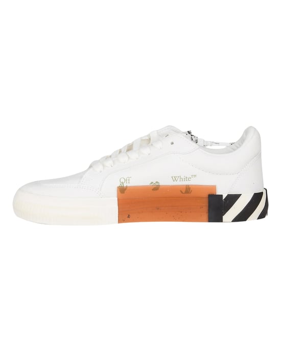 Off-White Low Vulcanized Eco Canvas Sneakers - White Navy Blue - Image 3