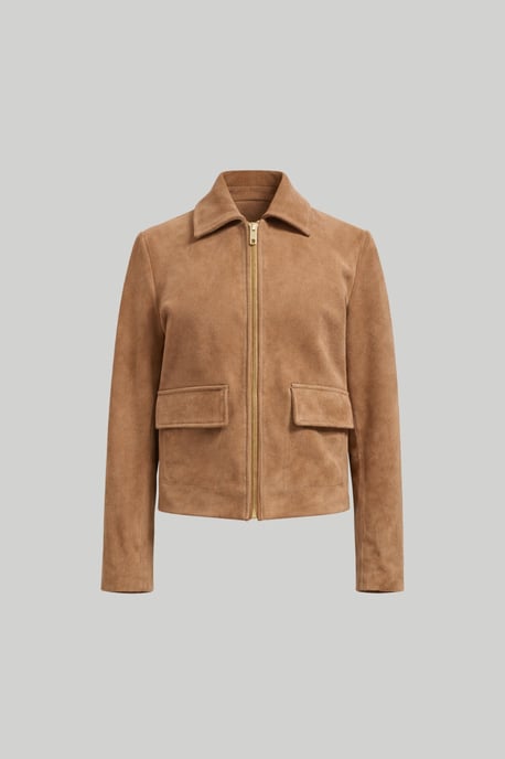 Cara Suede Jacket in Camel - Image 3