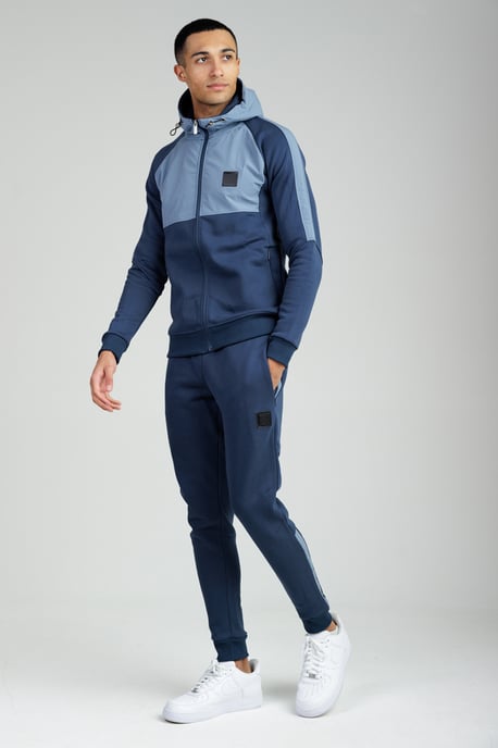 Navy Long Sleeve Zip Through Panelled Hoody - Image 4