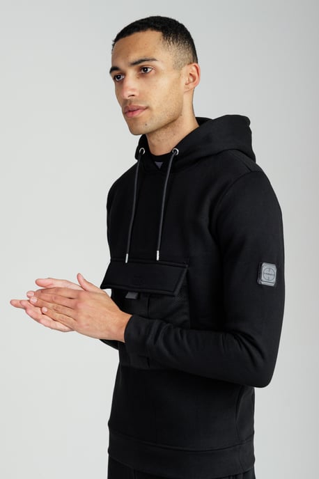 Black Long Sleeve Utility Pocket Hoody - Image 3