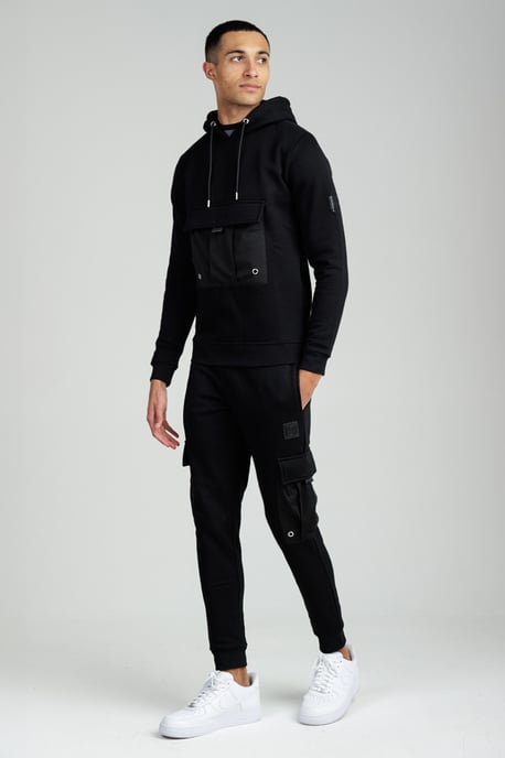 Black Long Sleeve Utility Pocket Hoody - Image 4