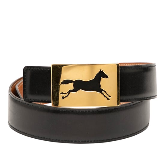 Pre-owned Box Calf Horse Buckle Belt - Image 1