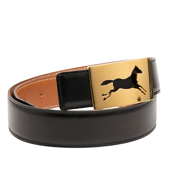 Pre-owned Box Calf Horse Buckle Belt - Image 3