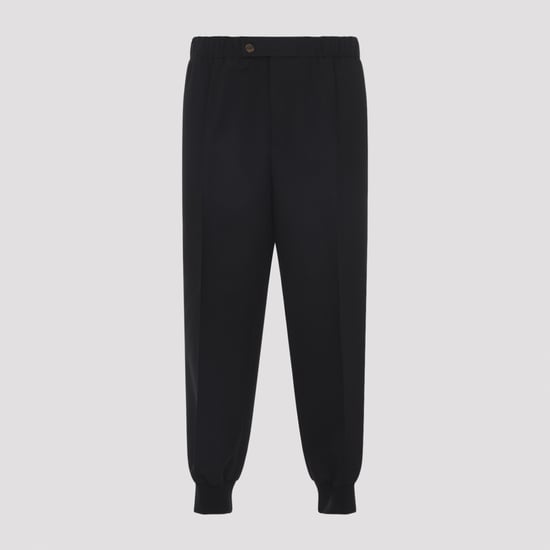 Black Virgin Wool Track Pants - Image 1