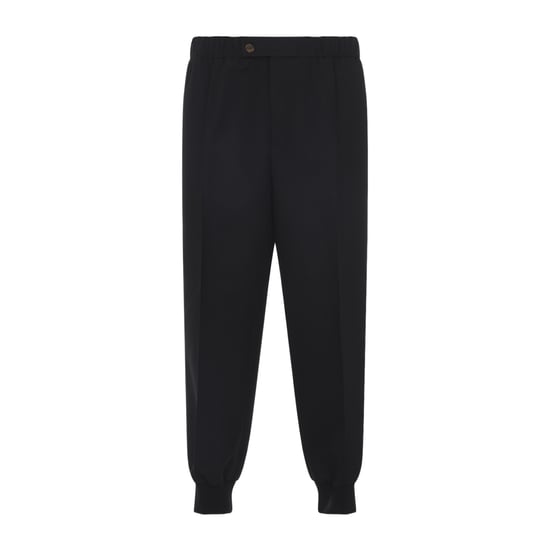 Black Virgin Wool Track Pants - Image 2