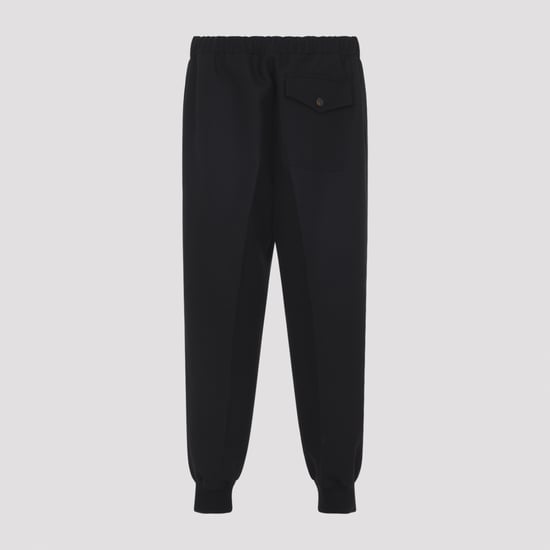 Black Virgin Wool Track Pants - Image 4