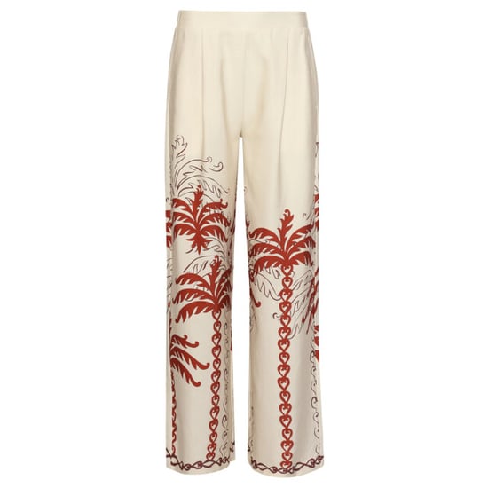 Smashed Lemon Wijde pantalon met abstracte palm print roest en zand | - Image 3